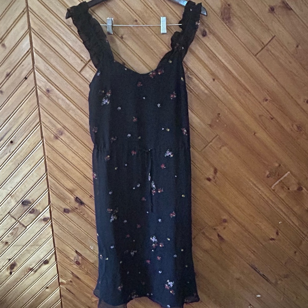 Who what wear black floral sundress XS